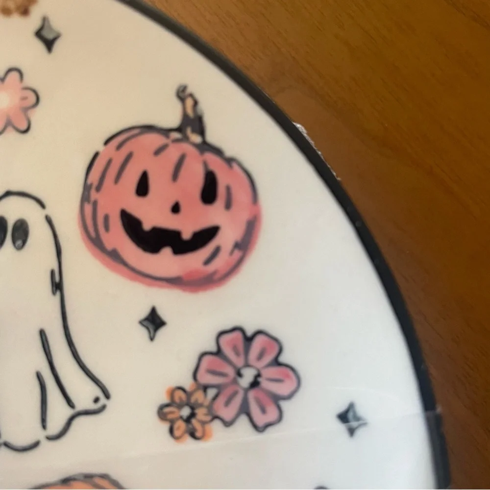Black and White Ghost Pumpkin Dessert Appetizer Plates of 4  Halloween